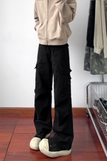 B221美式ins高街暗黑宽松直筒洗褪工装牛仔裤LK25438-P75控98，男装牛仔裤，电商B221