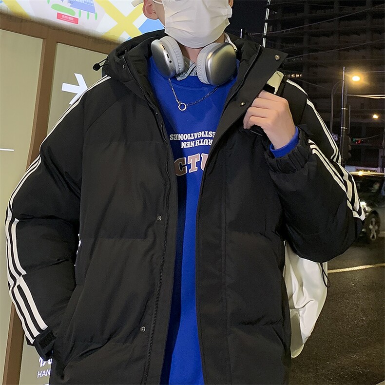 抖音得物棉衣男防风立领三条杠棉服加厚棉服外套JH-MY8202-P65图片