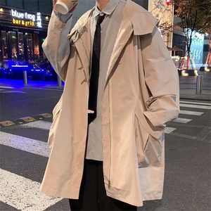 风衣外套2023新连帽中长款韩版大衣宽松港风痞帅上衣服W1479-P58图片