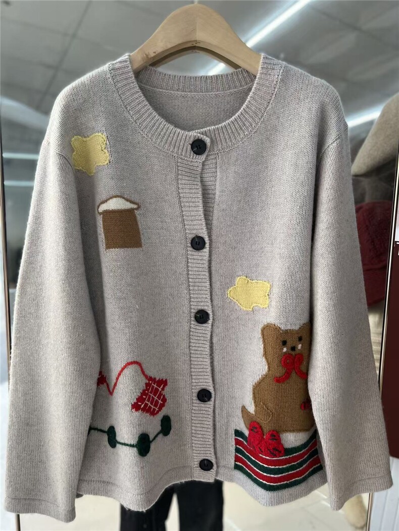 2025年秋季圆领时尚百搭通勤简约开衫，女装羊绒衫，初婷羊绒