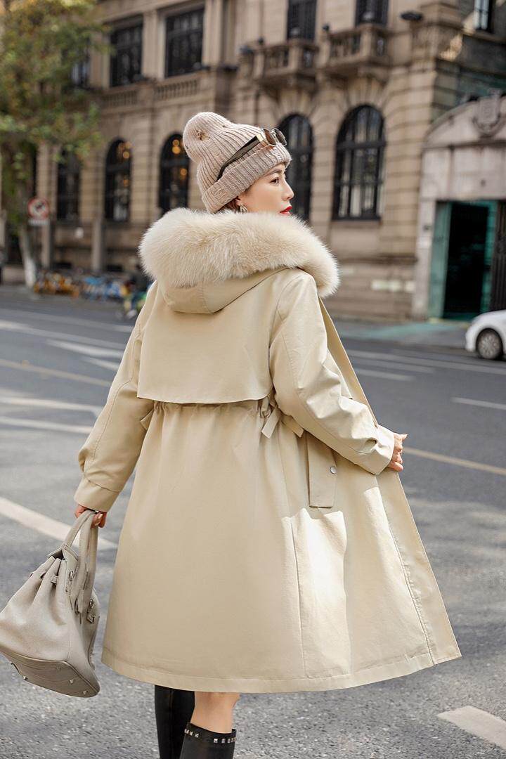 风衣版狐狸毛派克服韩范，女装风衣，贻思茗