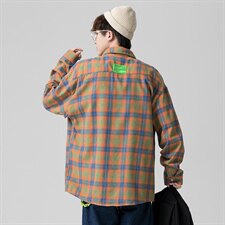 2021秋季新港风无影墙日系大码男工装休闲格子衬衫C3050-P45，男装衬衫，电商A001