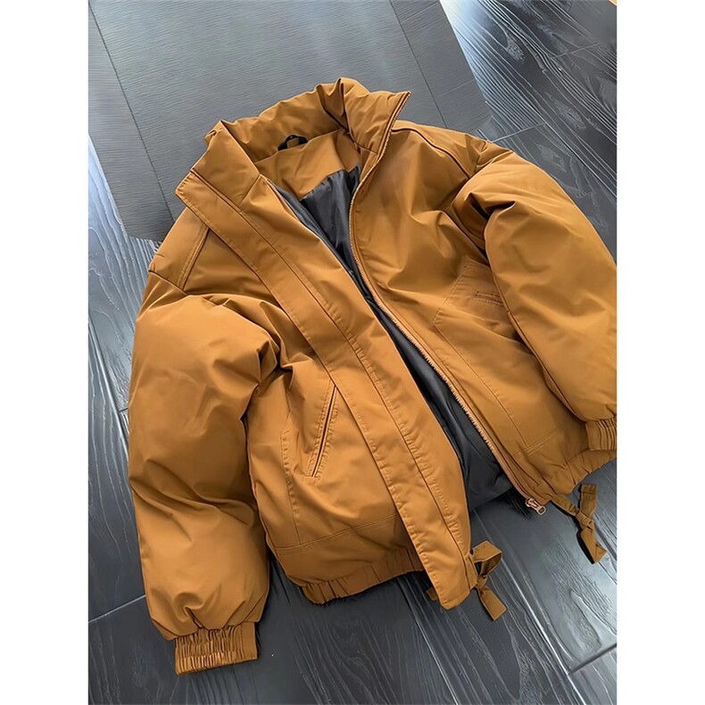 现货冬季美式休闲加厚雪山外套夹克立领纯色三防户外工装棉服,男装夹克,电商A486-1