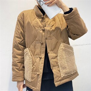 复古个性羊羔毛拼接袄,其它,那简