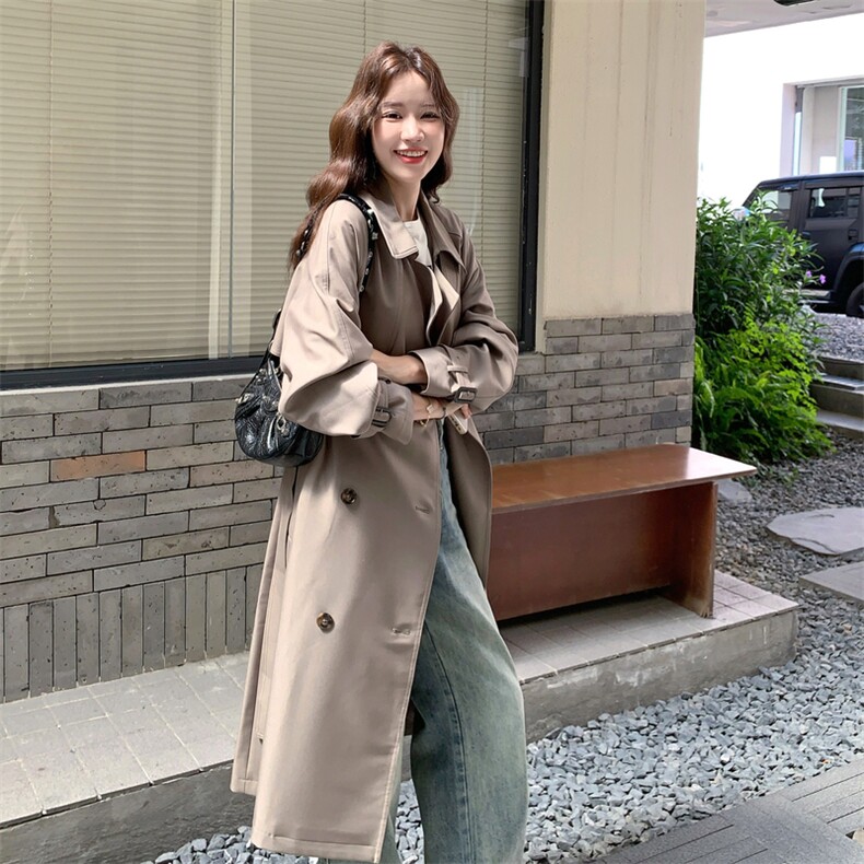 设计感收腰显瘦长款灰色风衣外套女春秋2025新款又酷又飒高级大衣,女装风衣,2C372