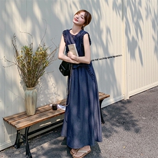 深蓝色休闲时尚套装裙女2025夏季新款独特设计感气质半身裙两件套，女装套装/套裙，浙宝069