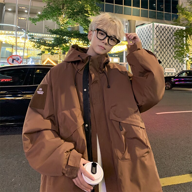 8XL-M特大码冲锋衣防水宽松工装风男夹克外套JK1306加绒P110,男装夹克,电商D206-1