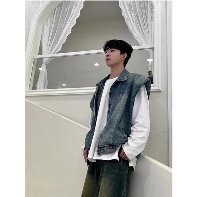 潮流帅气百搭马甲宽松牛仔男接头高阶复古男JK8601,男装背心/马甲,星座1116A（原606A-3）