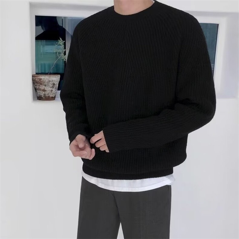 韩版毛衣男秋冬加厚宽松圆领潮流青年百搭纯色套头针织衫休闲外套,男装针织衫/毛衣,星座506A