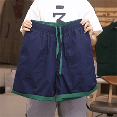 抖音--大幂买手店--双面穿宽松撞色防水短裤男女款lmc01-TP55，男装休闲裤，电商A089-1