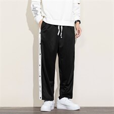2021秋季新白墙大码男九分日系秒脱排扣拼接休闲裤卫裤K2100P45，男装休闲裤，电商A001