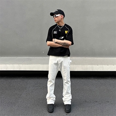 美式直筒白色黑色牛仔裤男女垂感微喇叭裤SK965P34，男装牛仔裤，星座1112-1