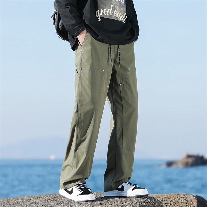 外防水伐木休闲裤男士2024春夏季宽松直筒裤潮-海景-5069-P43卡其,男装休闲裤,星座307-3(原516-1)