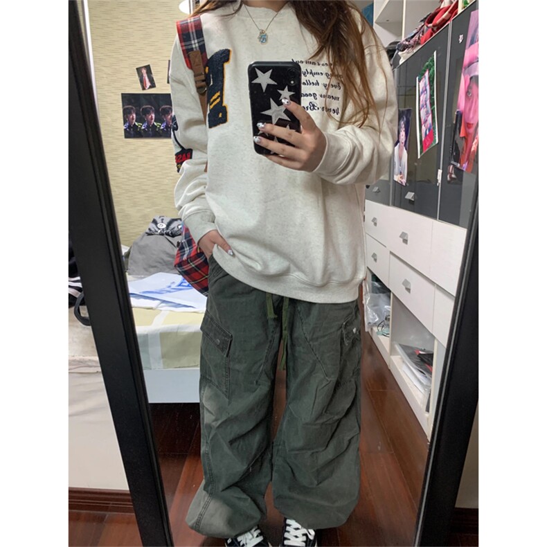 网图有货美式宽松棒球刺绣圆领卫衣男女A951-常规P47加绒P52,男装卫衣,星座1505