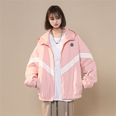 现货时尚学院风防风防水拼接撞色情侣外套XZ301AWT102P78，女装短外套，星座301A