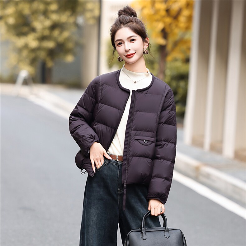 小个子羽绒服女圆领90绒轻便保暖外套2025秋冬新款女装外套韩版潮,女装羽绒服,意芙