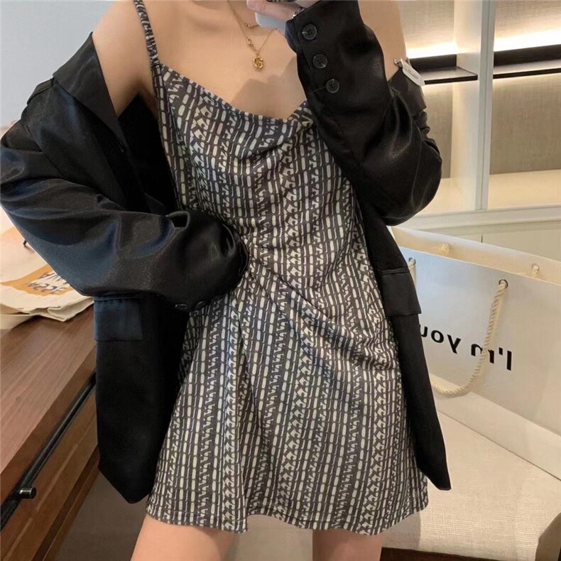 现货印花吊带裙，女装背心吊带，XTZ style