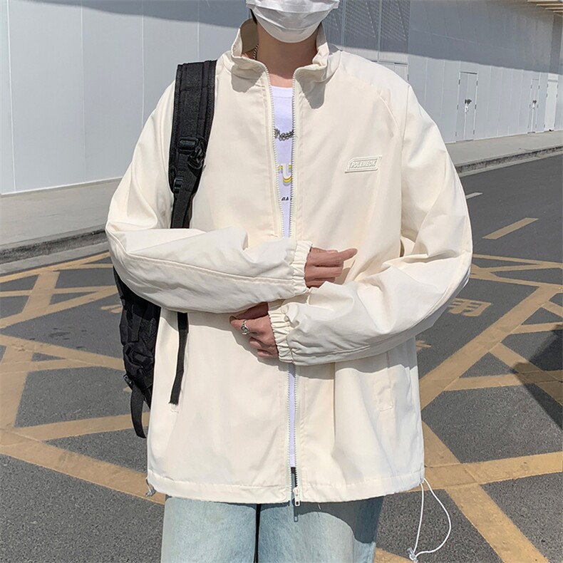 双层风衣夹克男秋季日系高街潮牌宽松情侣贴标运动外套W3125-P47图片