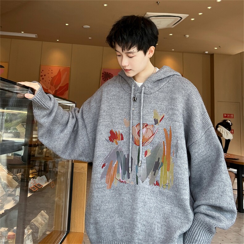 高品秋冬季连帽毛衣男复古慵懒风针织衫毛衣外套MYL3314-P65控88,男装针织衫/毛衣,电商B370