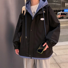 新款夹克连帽假两件宽松秋季男士外套大码男装A266-JK2226-P65特，男装夹克，电商A266