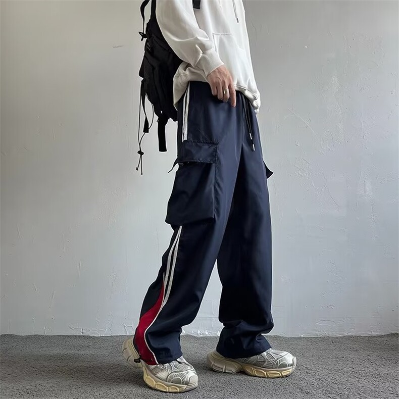 美式学院风条纹休闲裤子男款秋冬季高街复古阔腿运动裤LK911-P36,男装休闲裤,星座1008