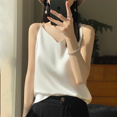 夏季新款纯色内搭上衣时尚百搭套头白色小衫，女装背心吊带，绒宛羊绒