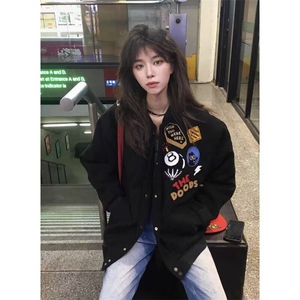 美式高街徽章字母刺绣棒球服外套男女春秋季新款潮牌情侣夹克上衣