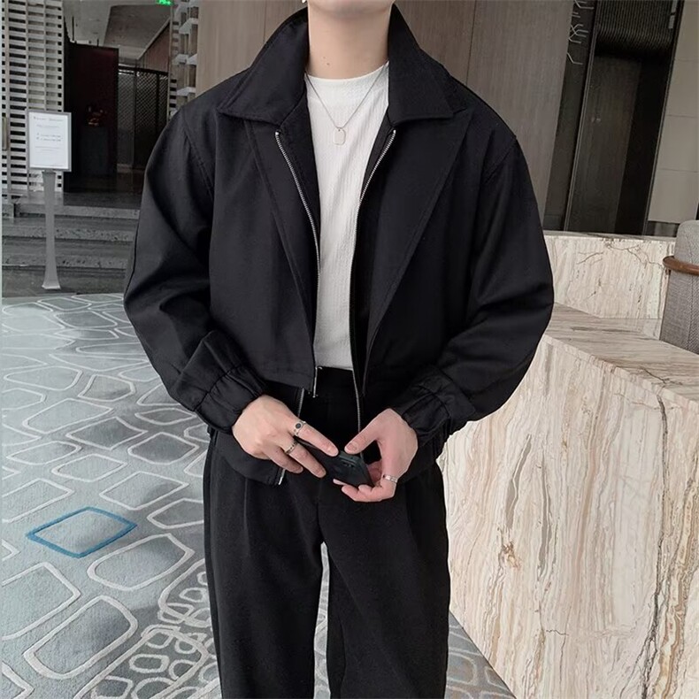 高品质秋款男夹克衫假两件拼接拉链外套JK0017 P65图片