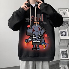 WY2221-P35加绒款-P40纯棉连帽卫衣男大码运动帽衫宽松薄外套男，男装卫衣，电商A040