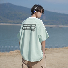 25年已注册抖音直播高品质三条杠运动宽松男短袖T恤T6025P28，男装T恤，电商C408(原B339-1)