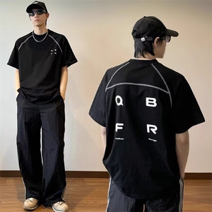 2025新款短袖t恤男ins潮牌欧美嘻哈风圆领打底衫上衣夏季