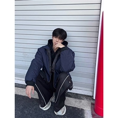 网红同款美式复古藏青色飞行员夹克外套潮牌欧美街头短款棒球服男，男装夹克，星座506A