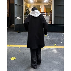 港风冬季中长款毛呢大衣男牛角扣宽松风衣青年学生潮流风衣男，男装风衣，星座1013
