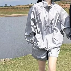防晒两件套装男夏季潮牌半拉链一套帅气休闲短裤ZQ01-P45，男装休闲套装，星座1001-1