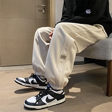 冬季保暖休闲长裤摇粒绒卫裤男韩版贴标拼接束脚运动裤K5310-P35，男装休闲裤，星座512-2