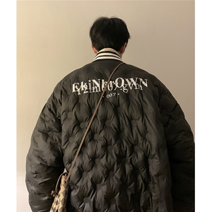 1港风定制面料宽松保暖棒球领大码M-5XL羽绒服外套8709P168控229图片