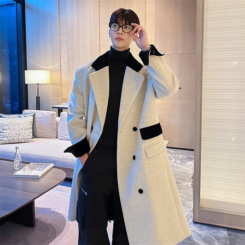 中长款毛呢大衣男冬季新款双排扣风衣高端外套912-FY118158,男装风衣,星座903-1