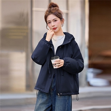 2025年冬季时尚休闲加绒加厚连帽棉衣，女装棉衣/棉服，依恋蒂丝