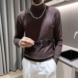店主风小伙秋冬男士半高领套头长袖针织毛衣男修身301A-1/M68/P38图片