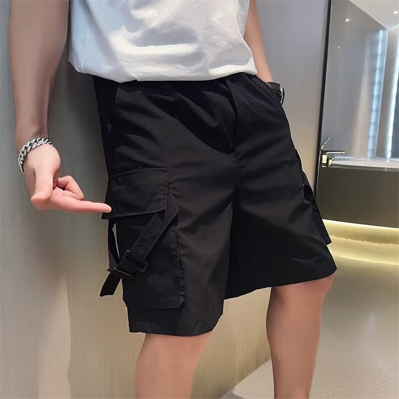 夏季运动裤工装短裤男生宽松篮球外穿冰丝薄款休闲裤港风新款,男装牛仔裤,星座1013