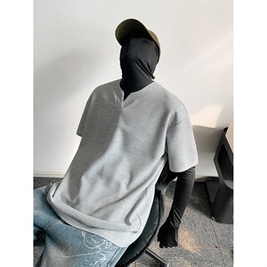 特批250克男装夏季新款大码宽松短袖T恤夏装V领打底衫S399P20，男装T恤，电商A233-1