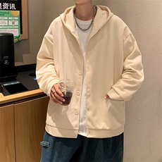 华夫格连帽开衫卫衣男春秋宽松潮流休闲潮F89P45，男装卫衣，星座1116-2