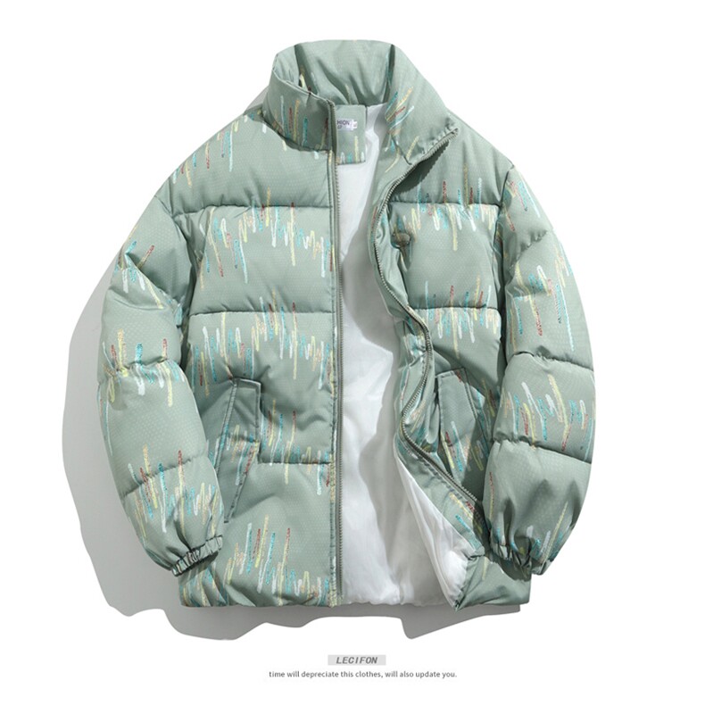 棉服男女七彩线印花棉衣立领面包服棉袄加厚外套3359-P70控108,男装棉衣,星座207