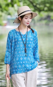 【现货】夏季新款 纯苎花上衣+纯亚8分裤图片