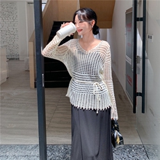 韩系温柔慵懒风针织罩衫套装裙女秋季2025新款一整套吊带裙两件套，女装套装/套裙，2C090