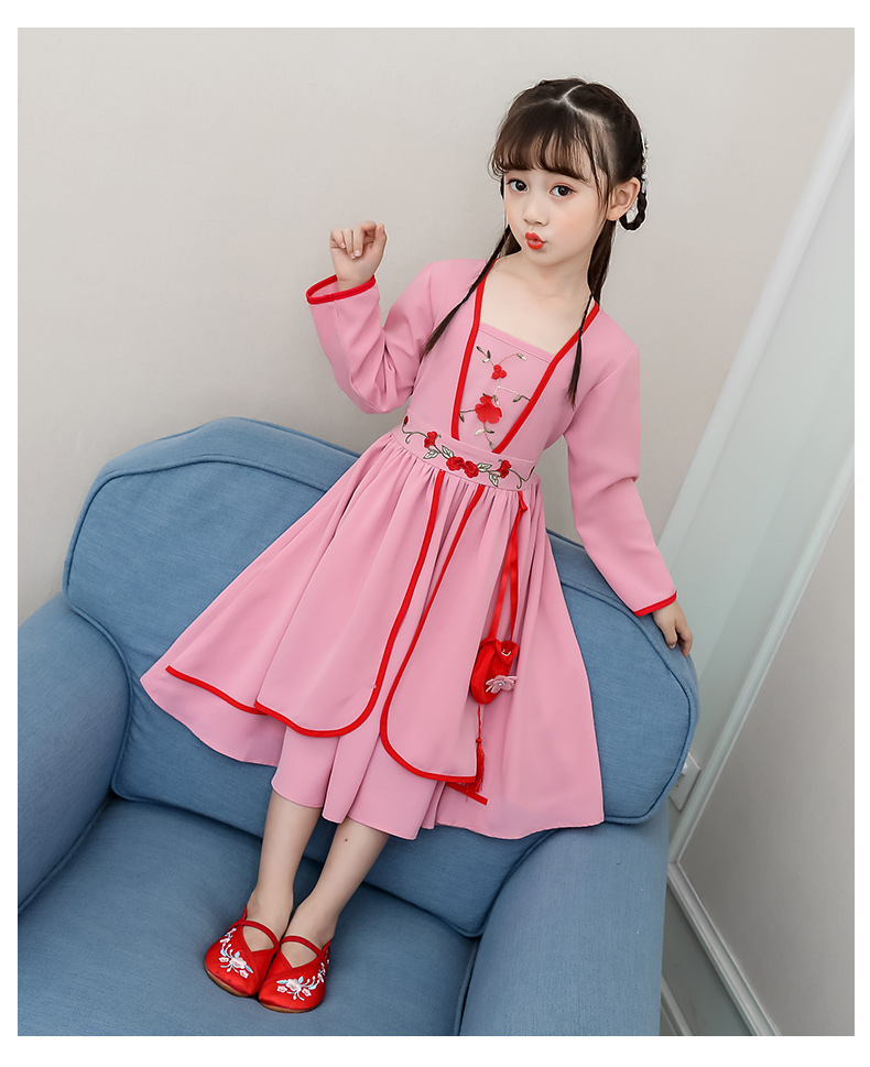 女童汉服秋中国风中大童2019秋季新款超仙齐胸襦裙仙女儿童连衣裙