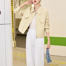 BAO欧货翻领PU皮衣外套女2025新款春秋短款超好看机车服水洗夹克，女装皮衣，潮流依族