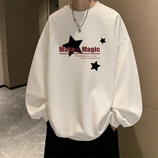 5XL华夫格卫衣男大码胖子圆领长袖t恤HW76379-P30加绒款-P40，男装卫衣，电商A040