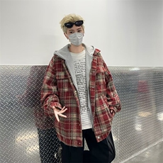 假两件连帽毛呢外套男秋冬季宽松休闲安可拉红拉链夹克衫JW81，男装夹克，星座1116A-1（原606A）
