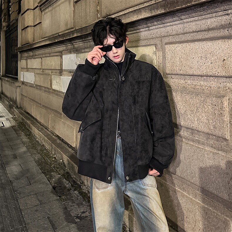 405A美式复古飞机扣设计皮衣短款棉服MY25812-特批100控178,男装皮衣,星座405A